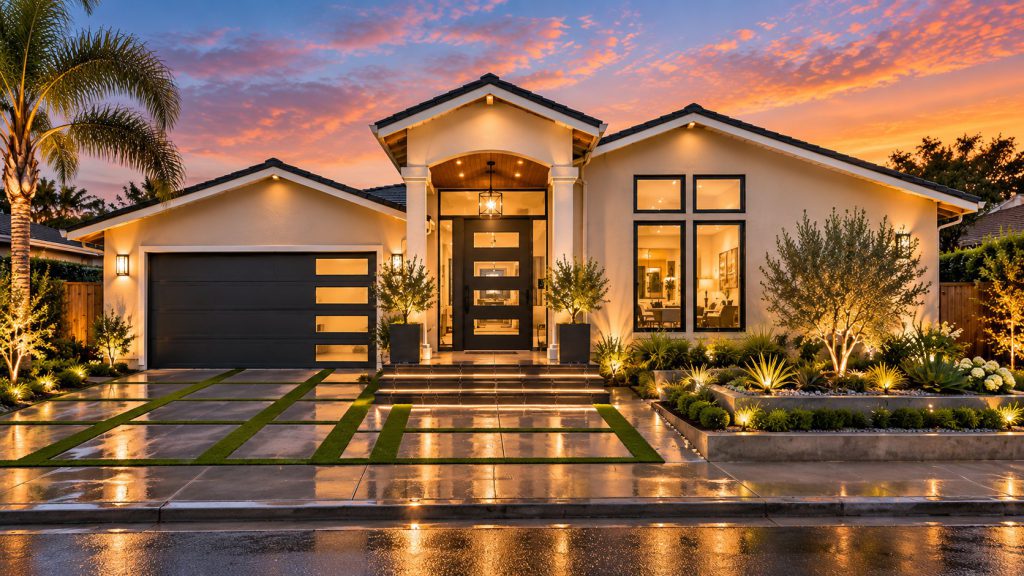 Fremont Modern Villa — exterior at dusk